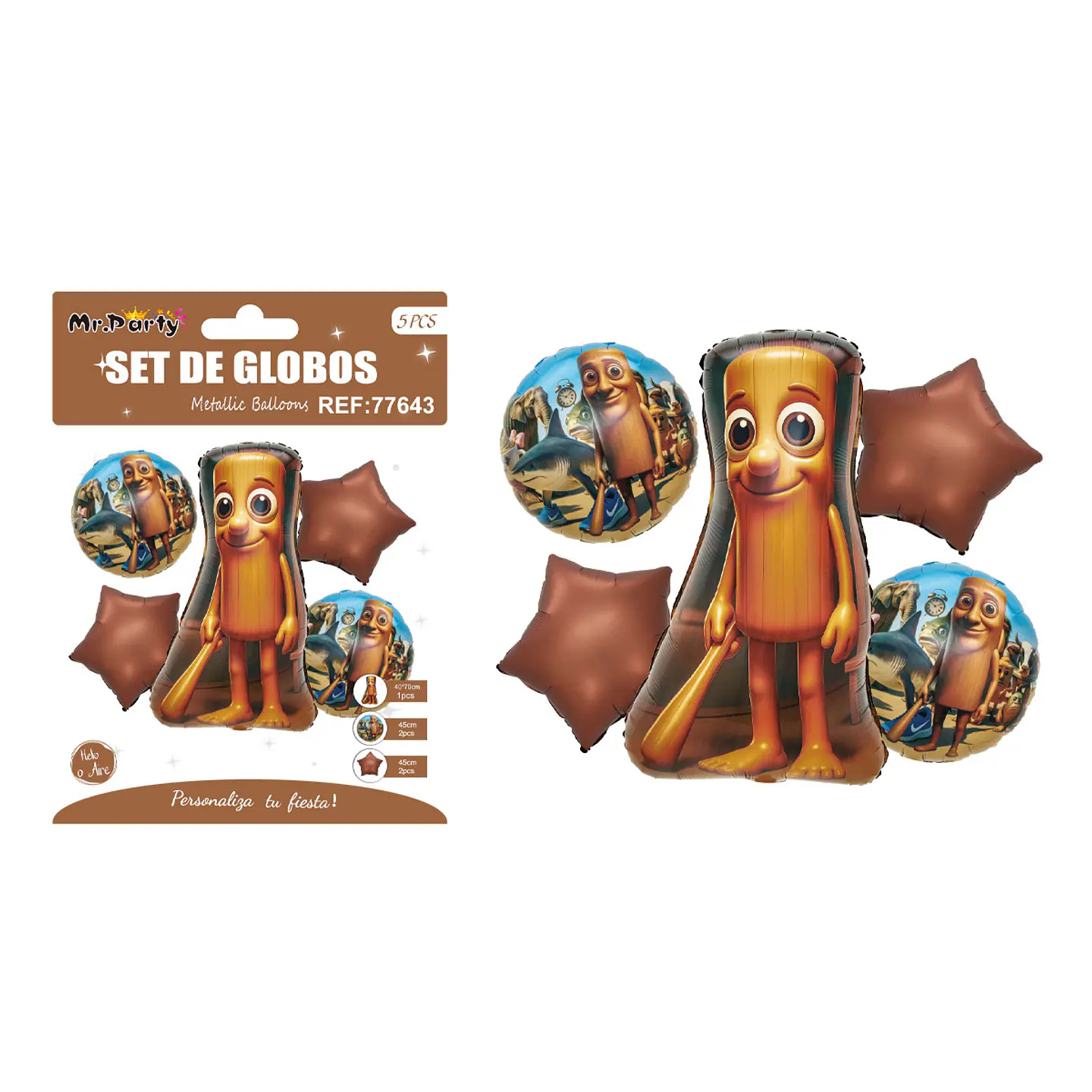 Set de globos metálicos Brainrot 5pcs 1