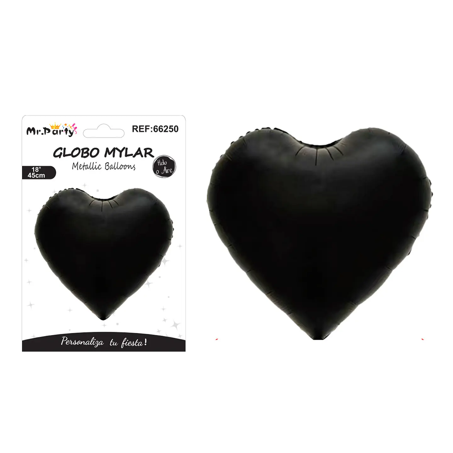 Globo metálico corazón negro 45cm 1