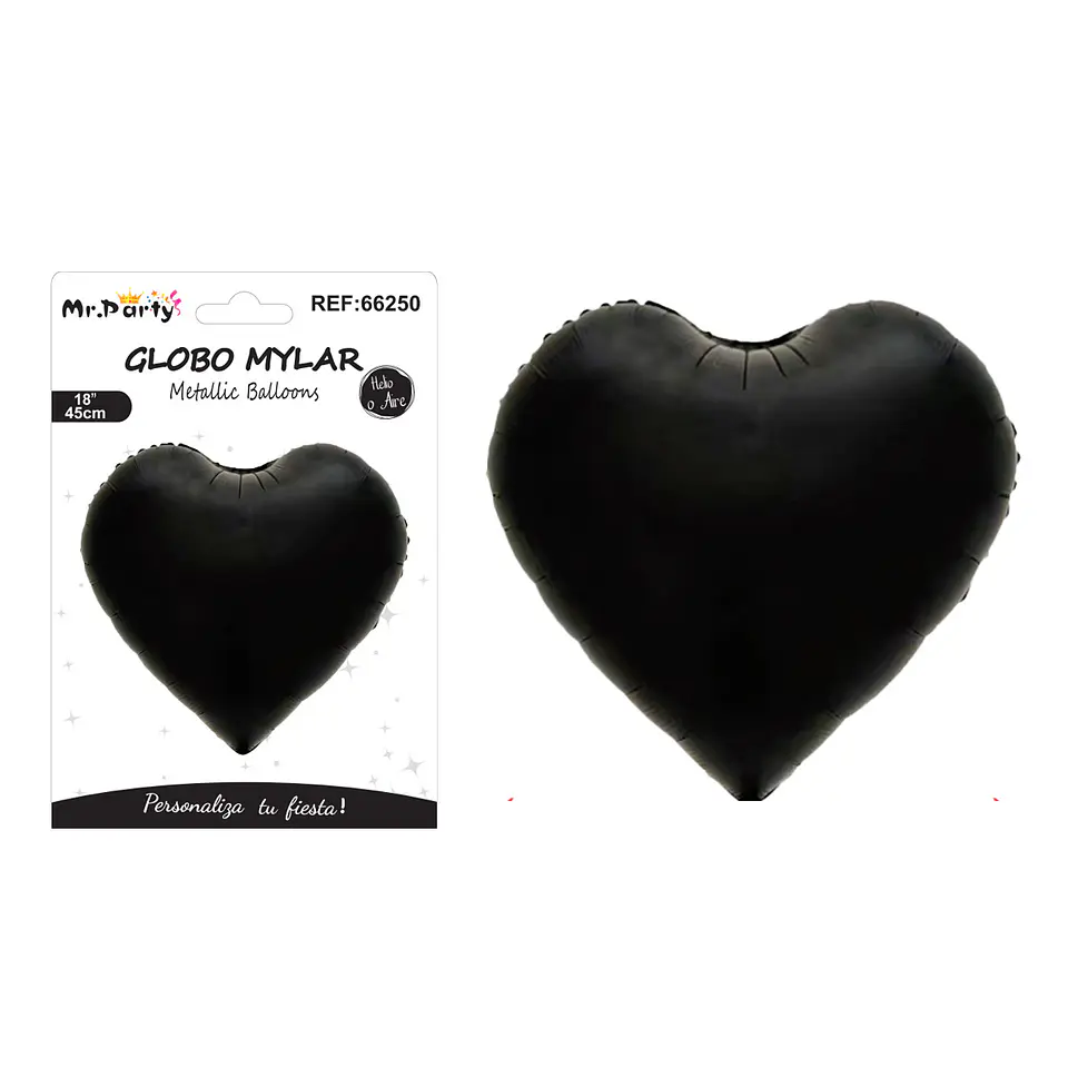 Globo metálico corazón negro 45cm 1