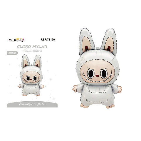 Globo metálico Labubu plateado 39*66cm