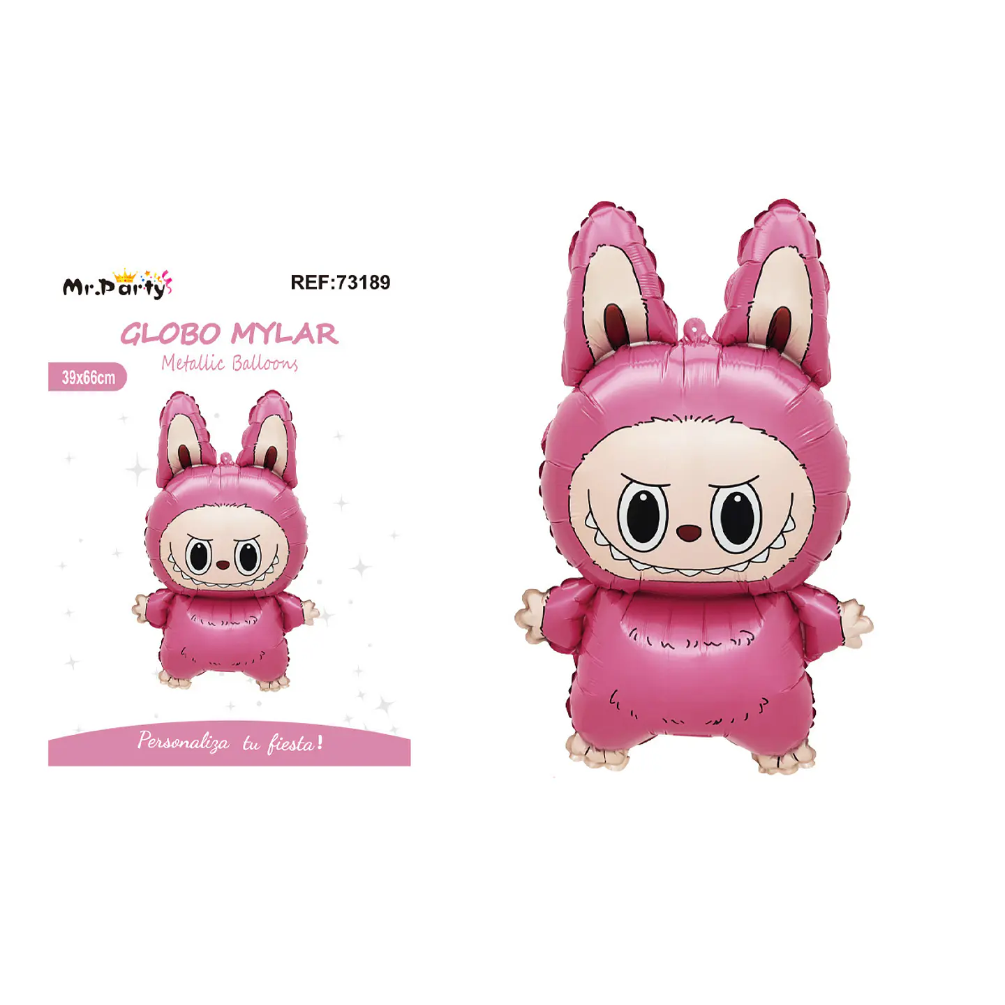 Globo metálico Labubu rosa 39*66cm 1