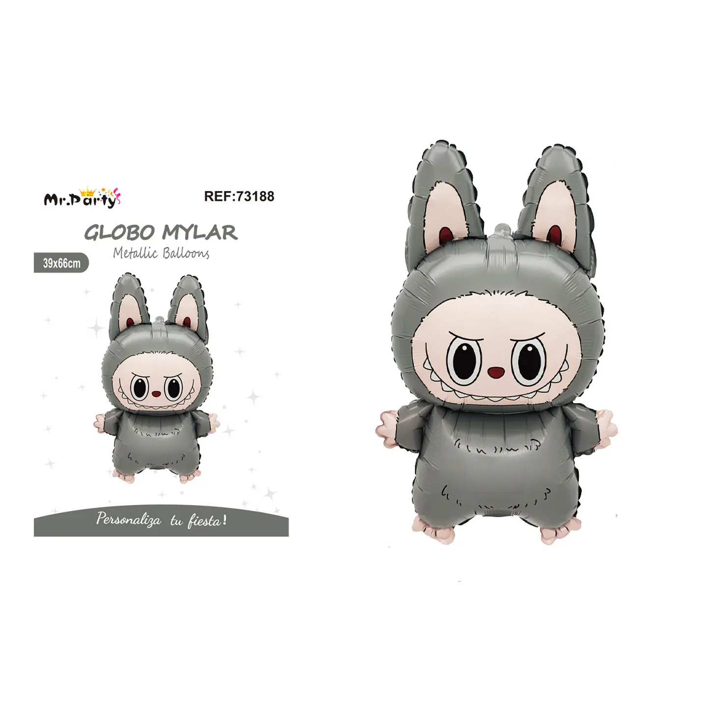 Globo metálico Labubu gris 39*66cm 1