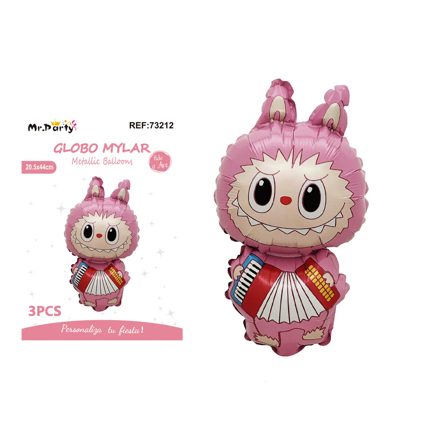 Mini globo metálico Labubu con acordeón 21*42cm 3pcs 1