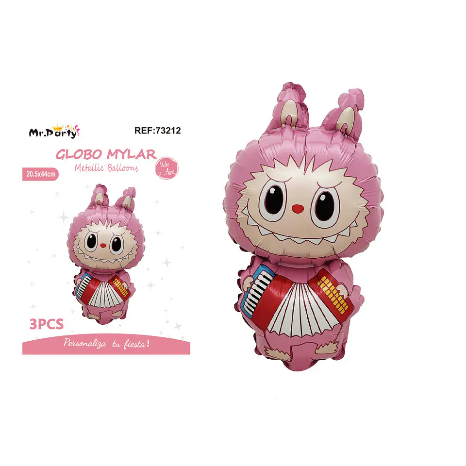 Mini globo metálico Labubu con acordeón 21*42cm 3pcs 1