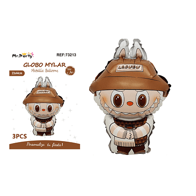 Mini globo metálico Labubu café 21*42cm 3pcs