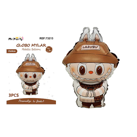 Mini globo metálico Labubu café 21*42cm 3pcs