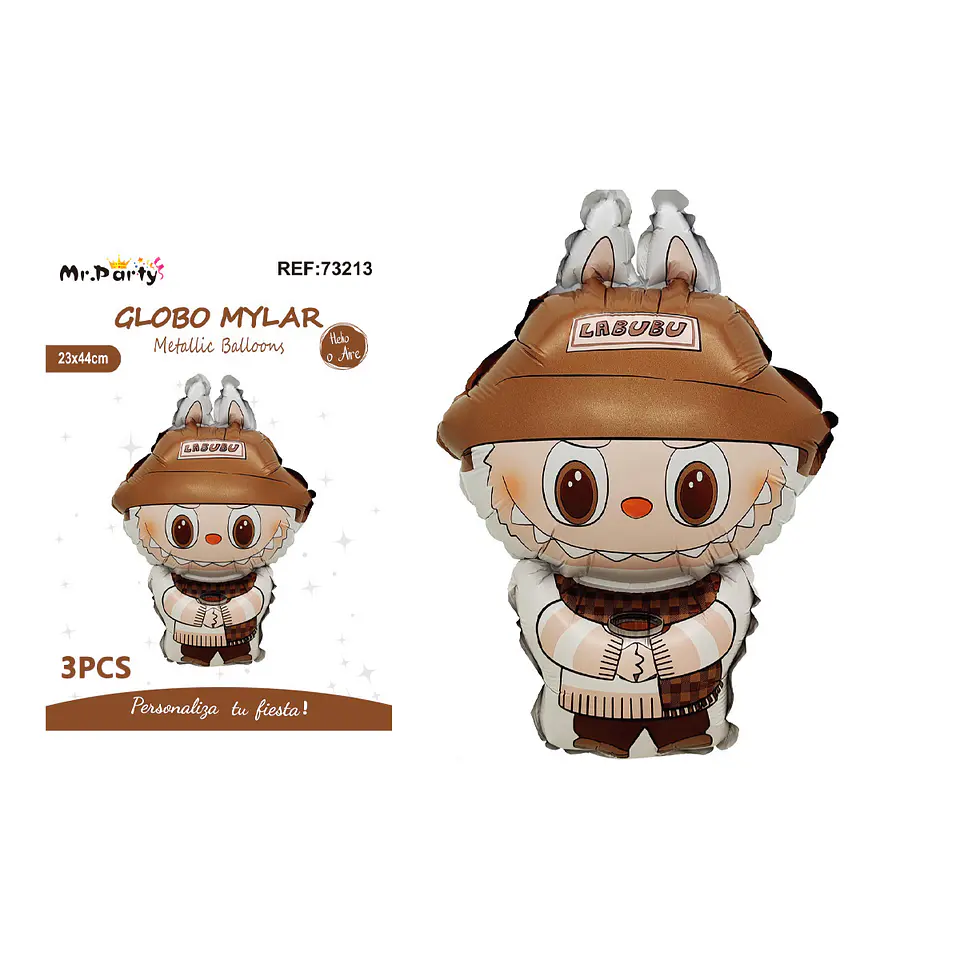 Mini globo metálico Labubu café 21*42cm 3pcs 1