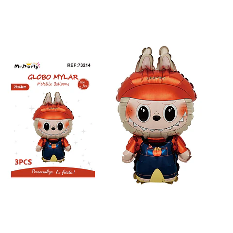 Mini globo metálico Labubu papas fritas 21*42cm 3pcs