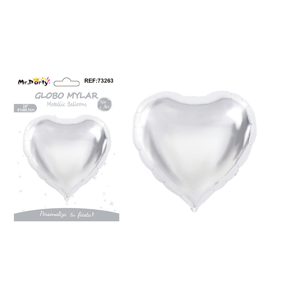 Globo metálico corazón plateado 61*68.5cm