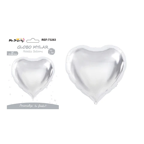 Globo metálico corazón plateado 61*68.5cm