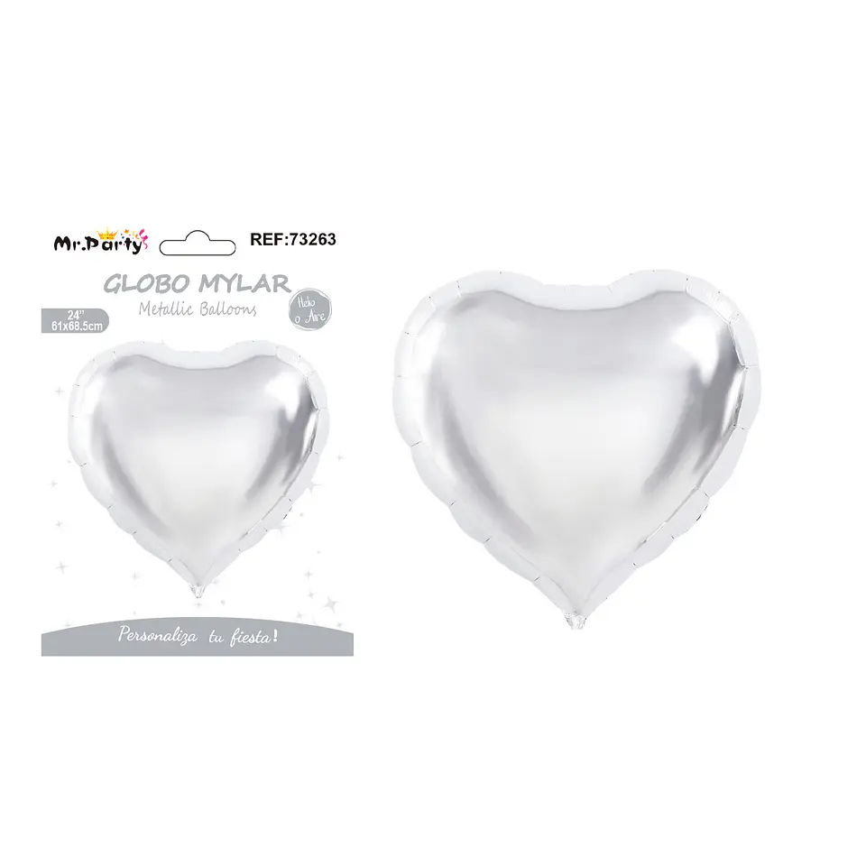 Globo metálico corazón plateado 61*68.5cm 1
