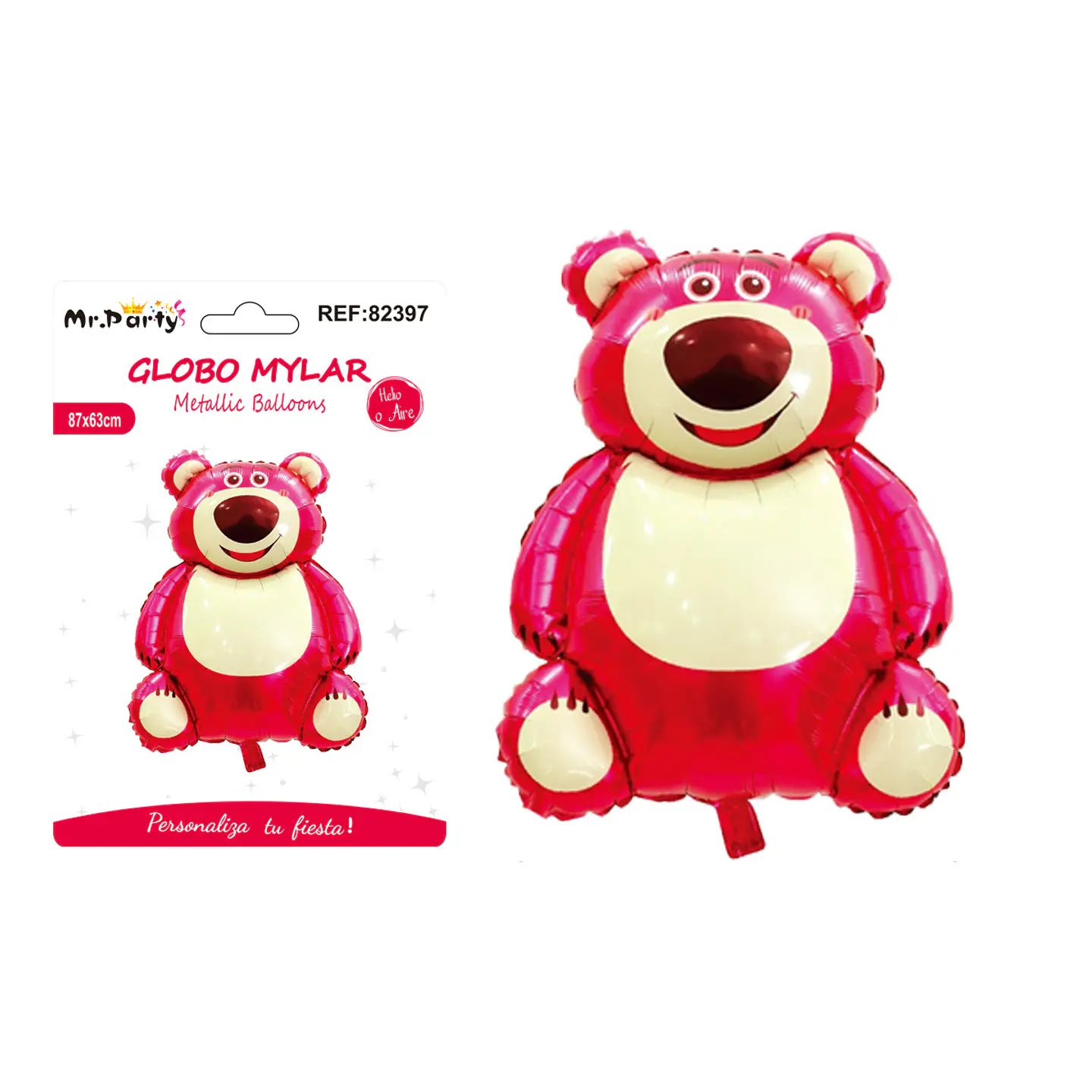 Globo metálico oso fresa 87*63cm 1