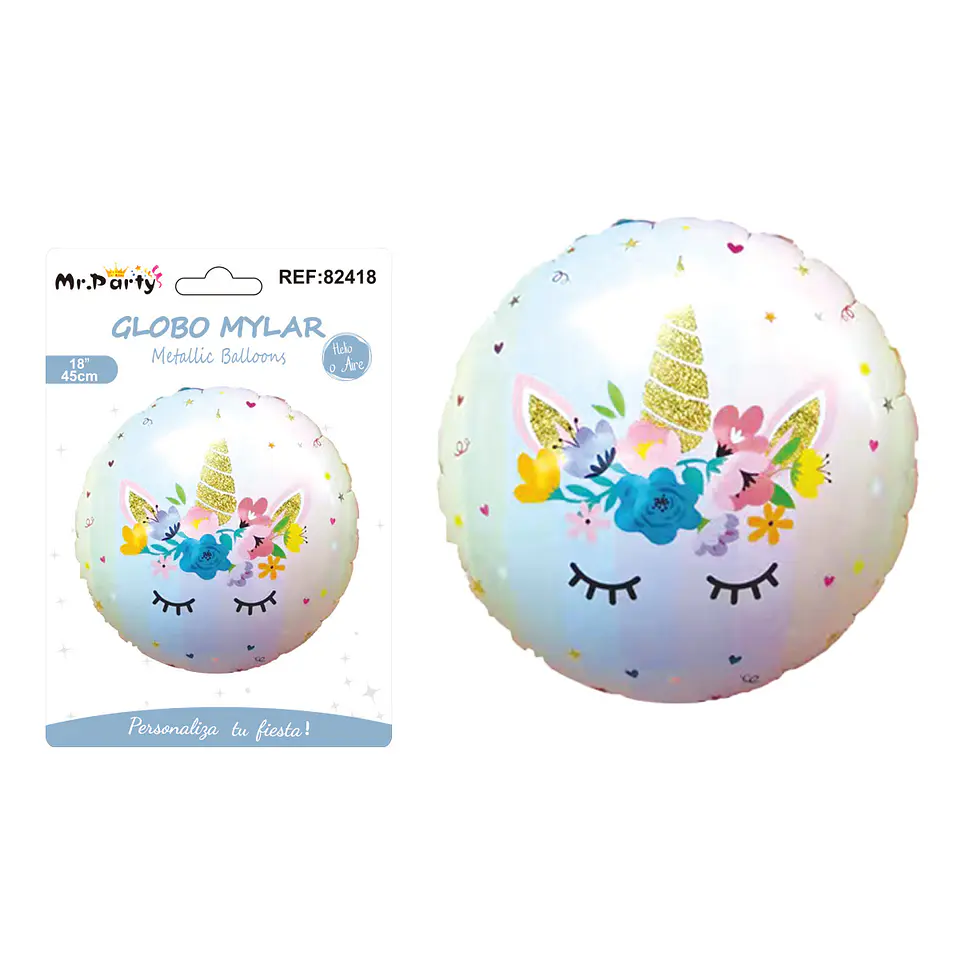 Globo metálico unicornio redondo 45cm 1