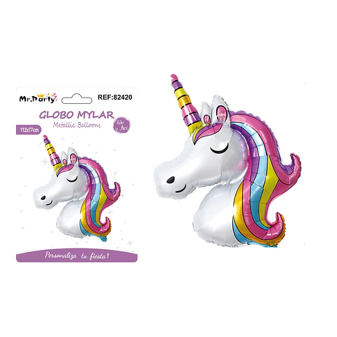 Globo metálico unicornio arcoíris 112*77cm