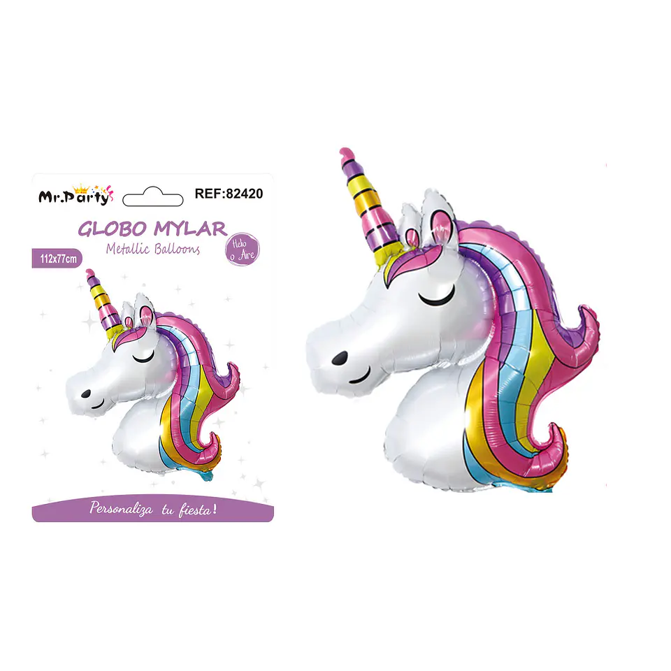 Globo metálico unicornio arcoíris 112*77cm 1