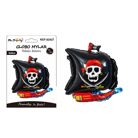 Globo metálico barco pirata negro 55*68cm