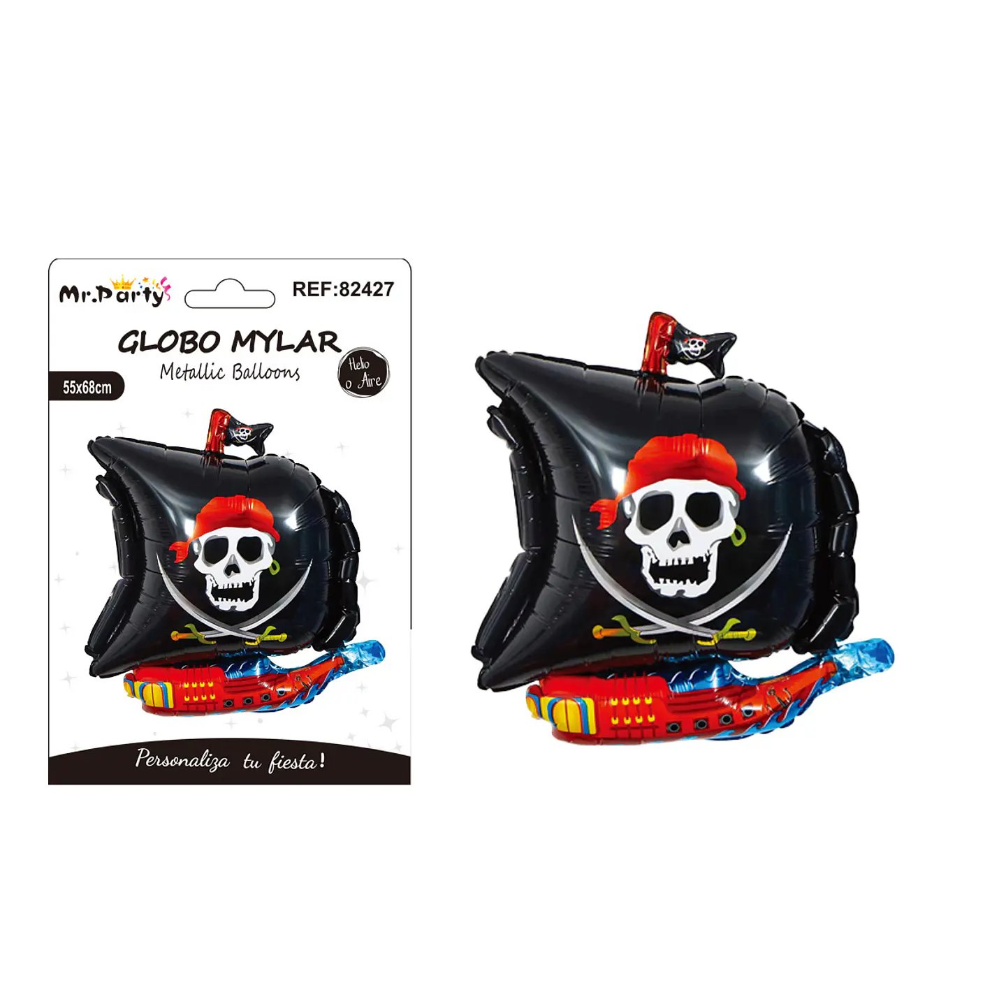 Globo metálico barco pirata negro 55*68cm 1