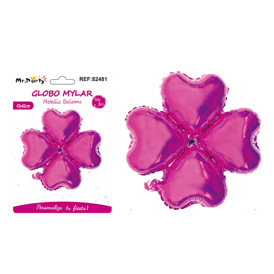 Globo metálico trébol fucsia 42*42cm 1