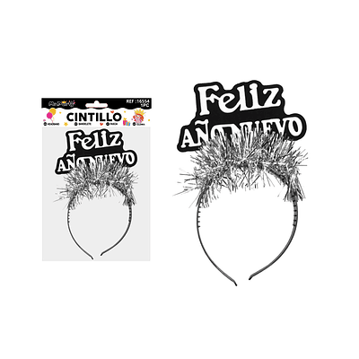 Cintillo Feliz Año Nuevo plateado