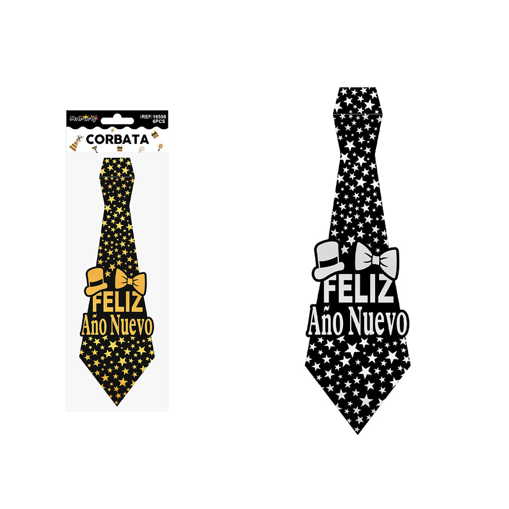 Corbata Feliz Año Nuevo Color Aleatorio