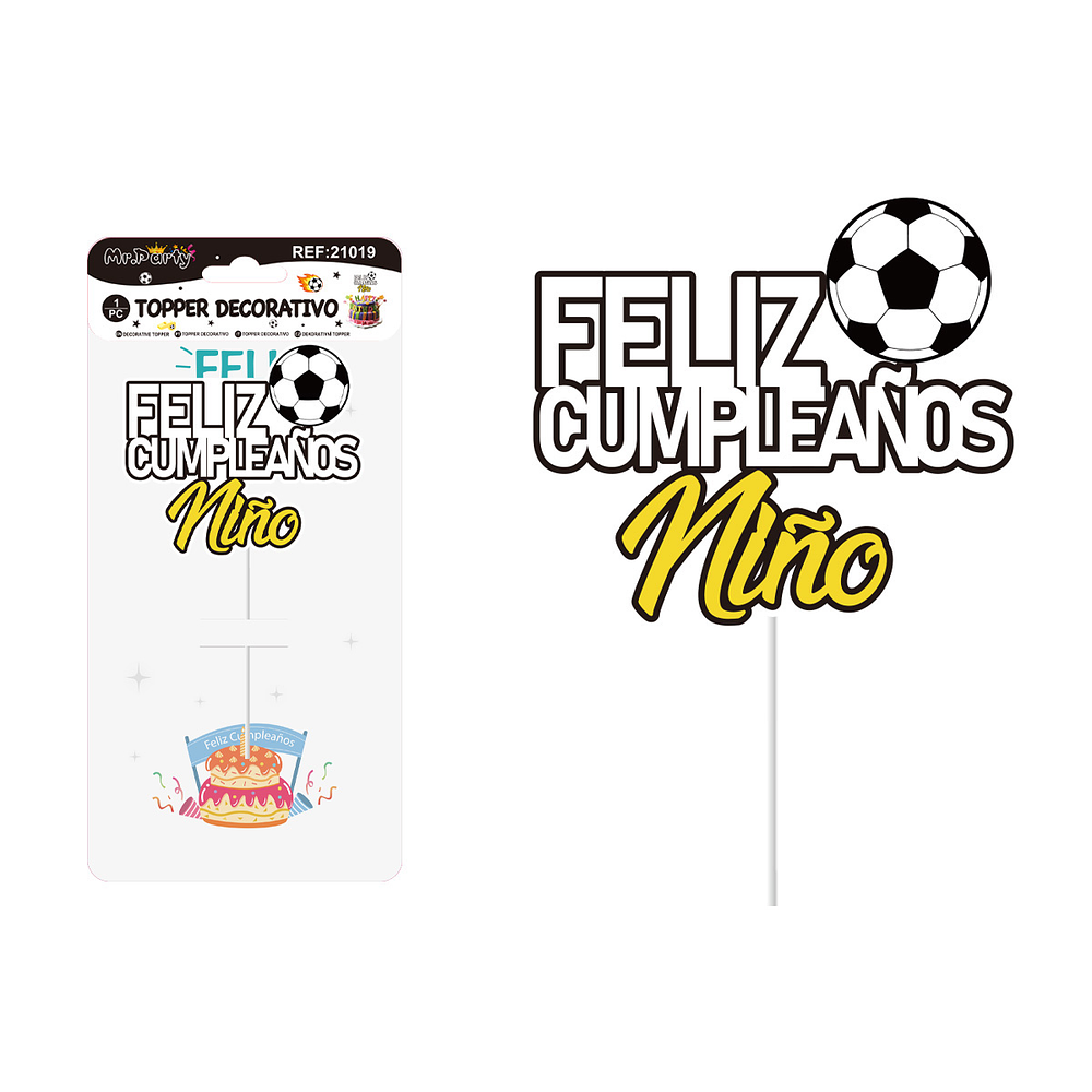 Cake Topper de fútbol de papel 1pcs