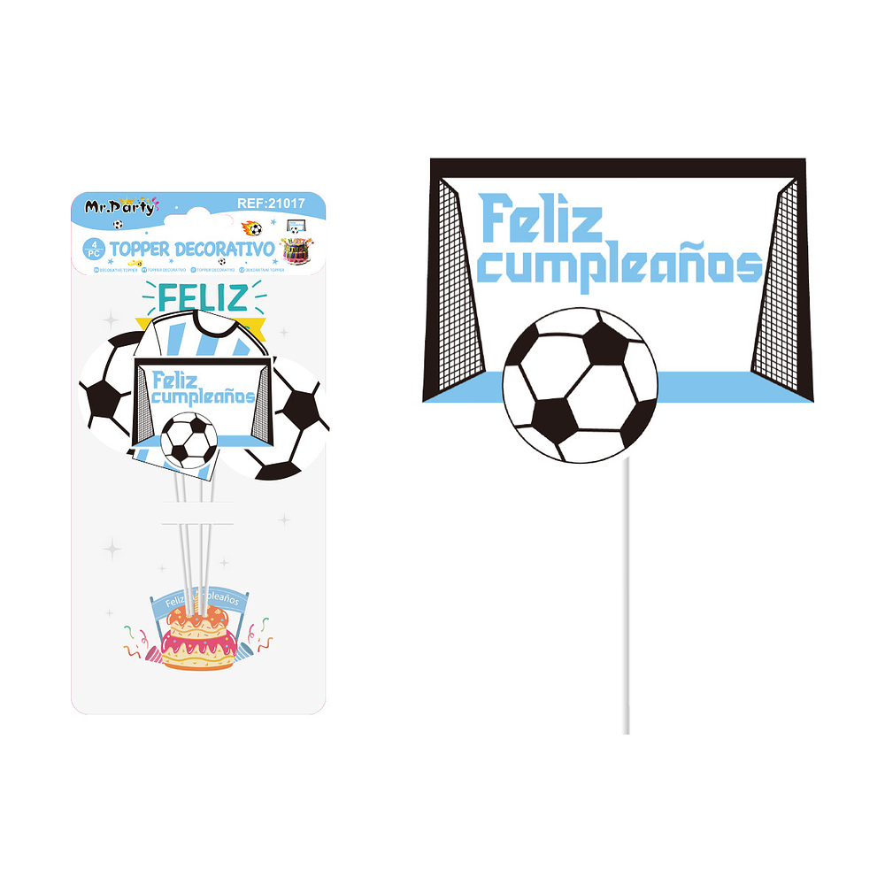 Cake Topper de fútbol de papel 4pcs