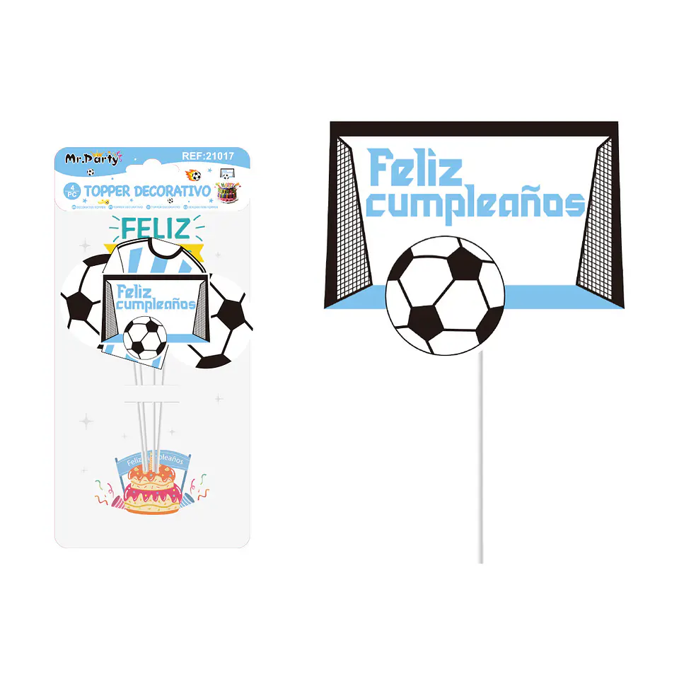 Cake Topper de fútbol de papel 4pcs 1