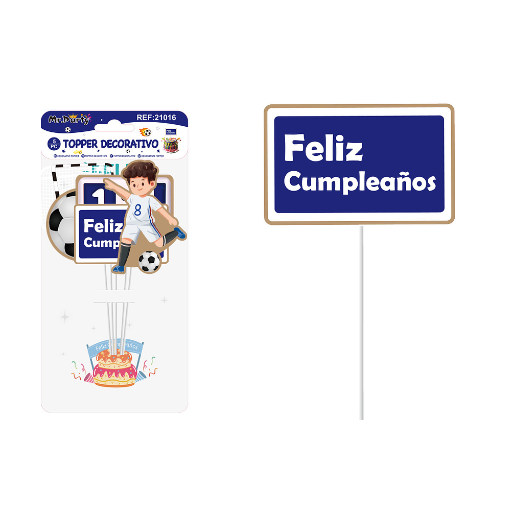 Cake Topper de fútbol de papel 5pcs