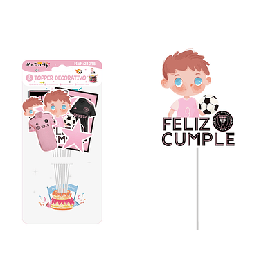 Cake Topper de fútbol Messi de papel 8pcs