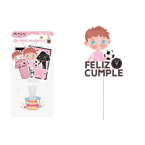 Cake Topper de fútbol Messi de papel 8pcs