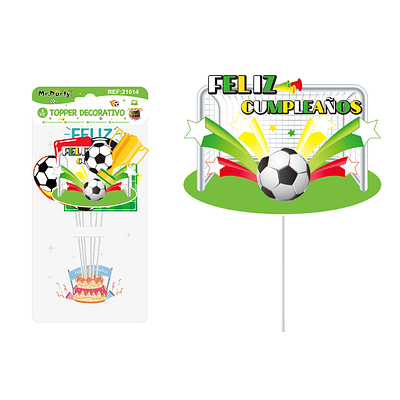 Cake Topper de fútbol de papel 6pcs