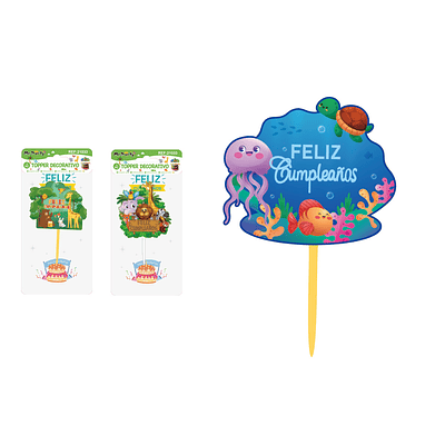 Cake Topper de zoológico o marino Diseño Aleatorio