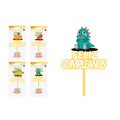 Cake Topper de dinosaurio Diseño Aleatorio
