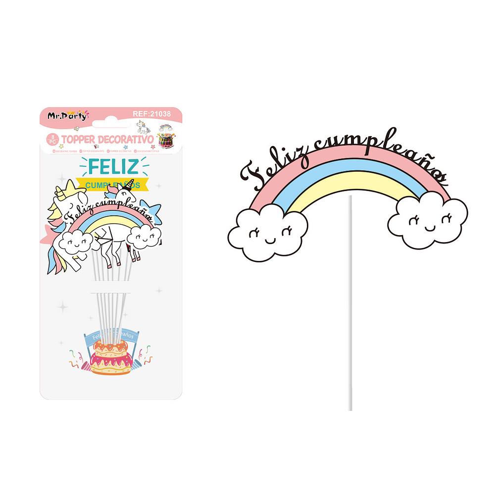 Cake Topper de unicornio de papel 8pcs