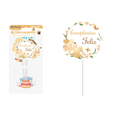 Cake Topper de león con flores 5pcs