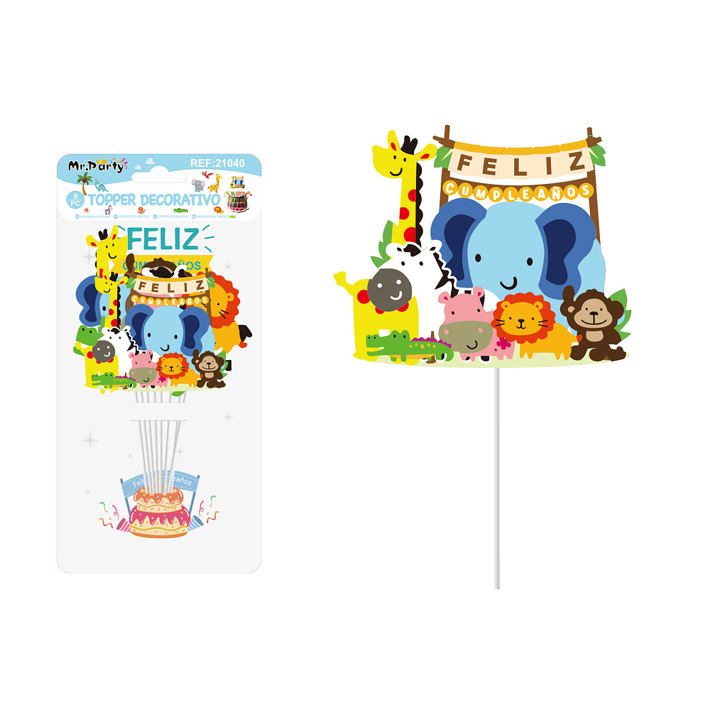 Cake Topper de animales 8pcs