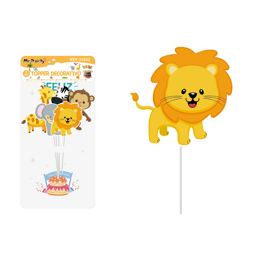 Cake Topper de zoológico de papel 5pcs
