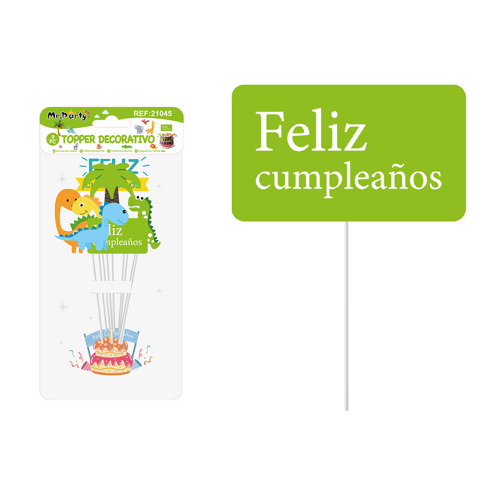 Cake Topper de dinosaurio de papel 9pcs
