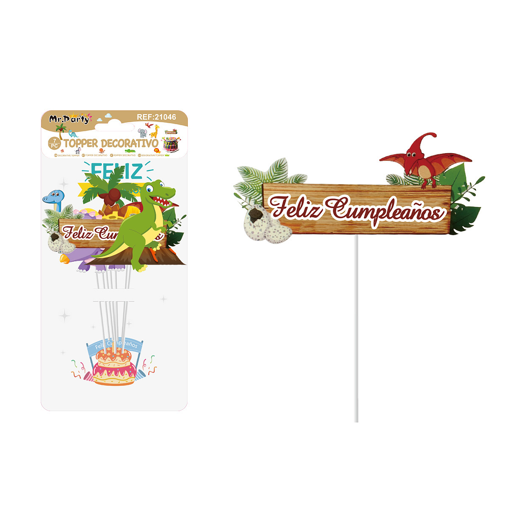 Cake Topper de volcán de dinosaurio 7pcs