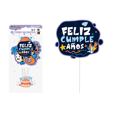 Cake Topper de mundo marino de papel 6pcs