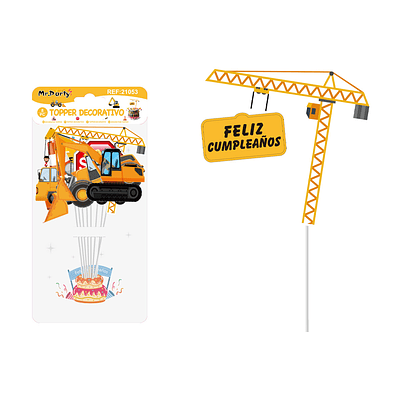 Cake Topper de excavadora de papel 9pcs