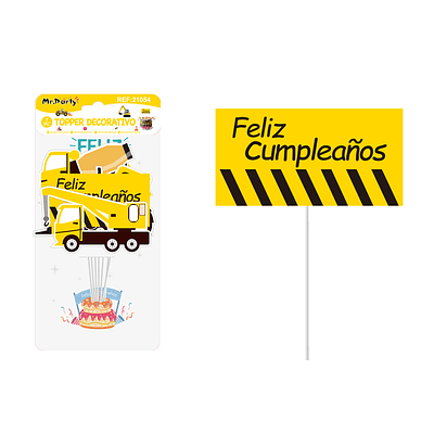 Cake Topper de excavadora de papel 7pcs