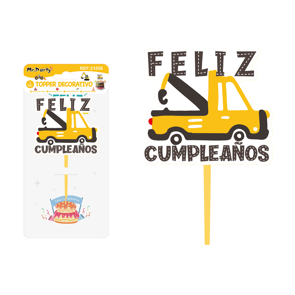 Cake Topper de excavadora acrílica