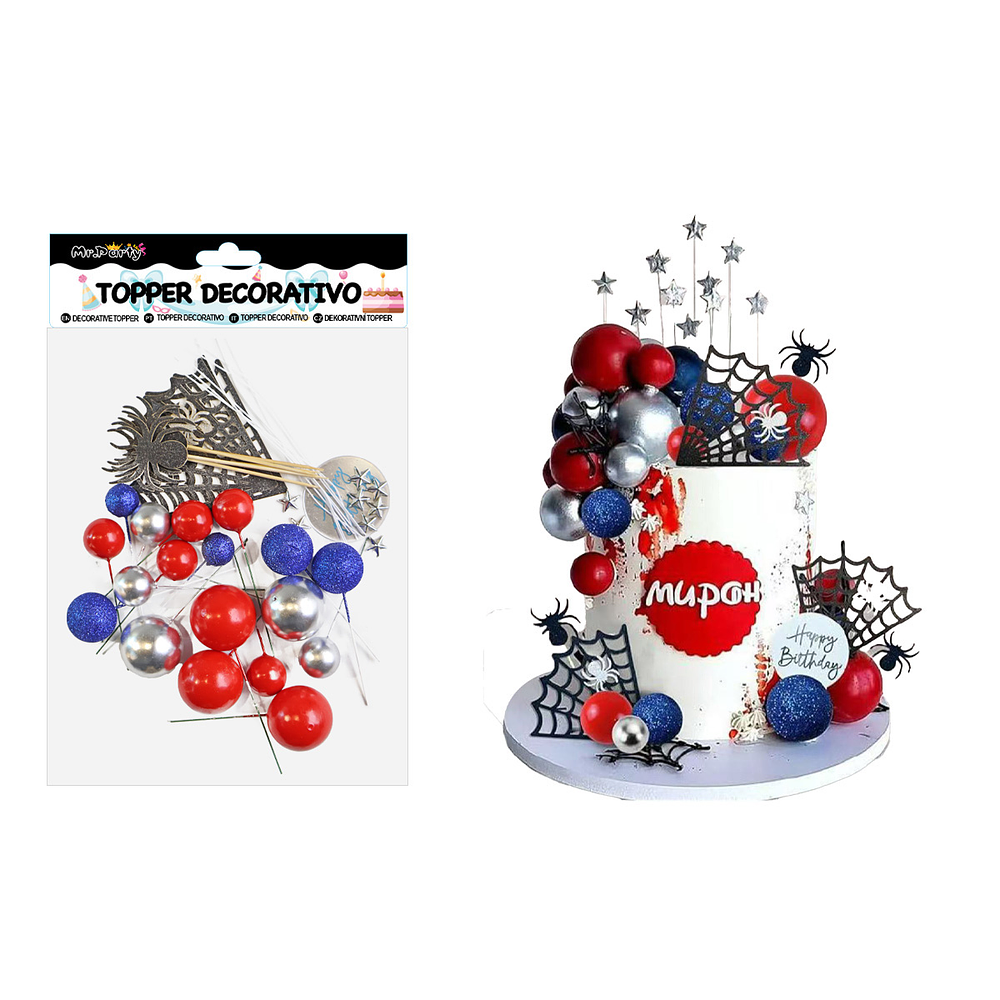 Set topper de decoración araña para pastel 37pcs