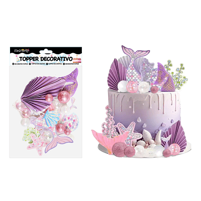 Set topper de decoración sirena para pastel 22pcs