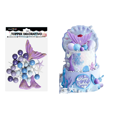 Set topper de decoración sirena para pastel 26pcs
