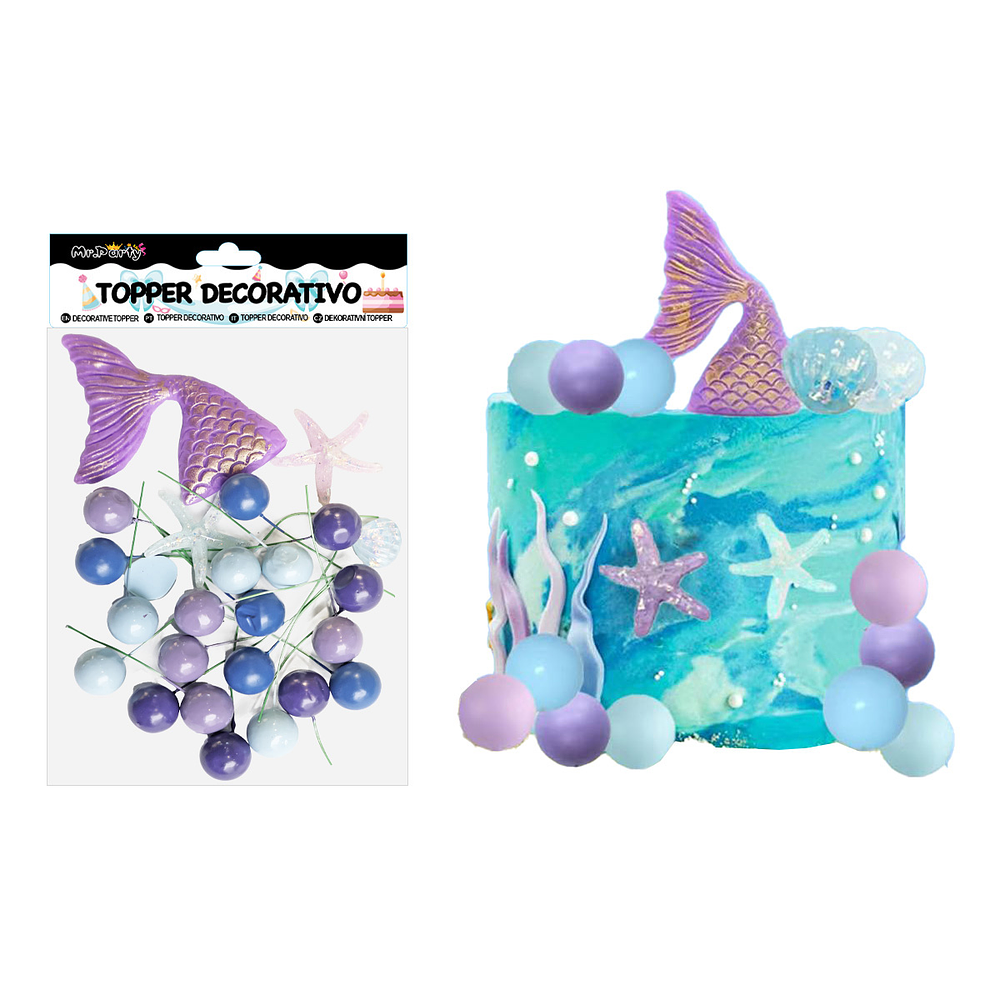 Set topper de decoración sirena para pastel 25pcs