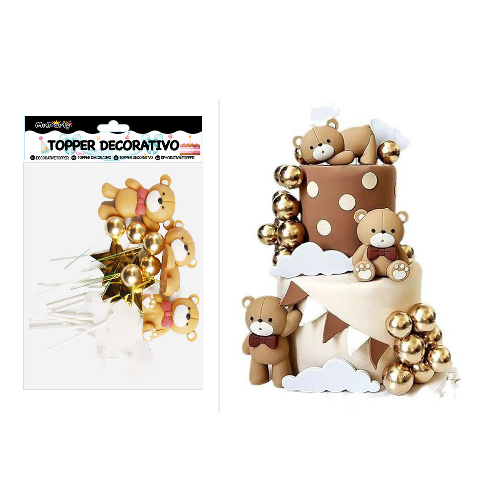 Set topper de decoración osito para pastel 19pcs