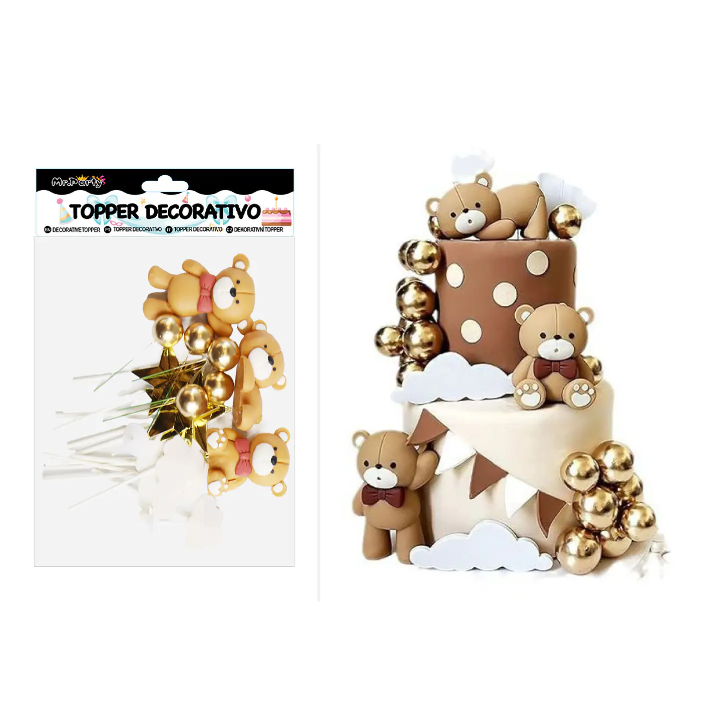 Set topper de decoración osito para pastel 19pcs 1