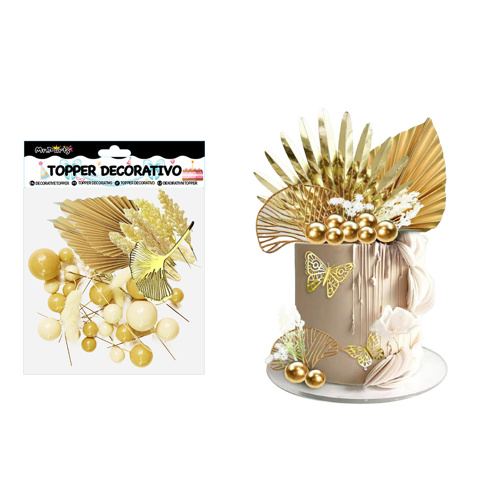Set topper de decoración dorado para pastel 29pcs